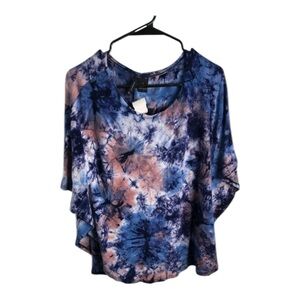 New Directions Blue, Pink, White, and Purple Tie Dye Stretchy Top Size L NWT